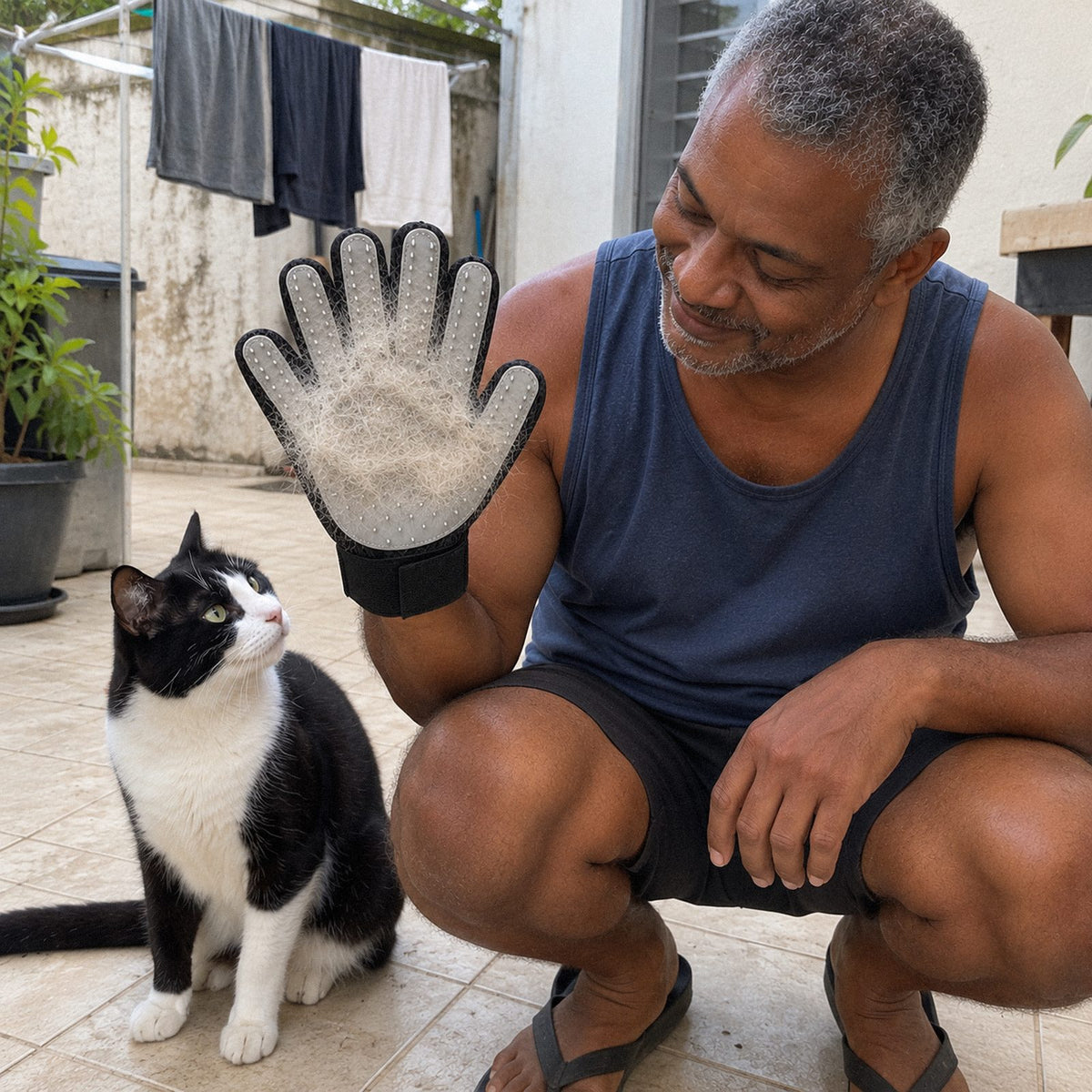 Carinho · Luva tira-pelos pra pet (no dia a dia)
