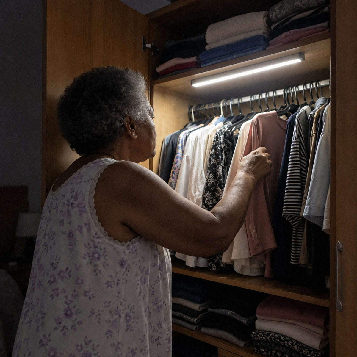 Acende · Barra de luz com sensor (em uso)