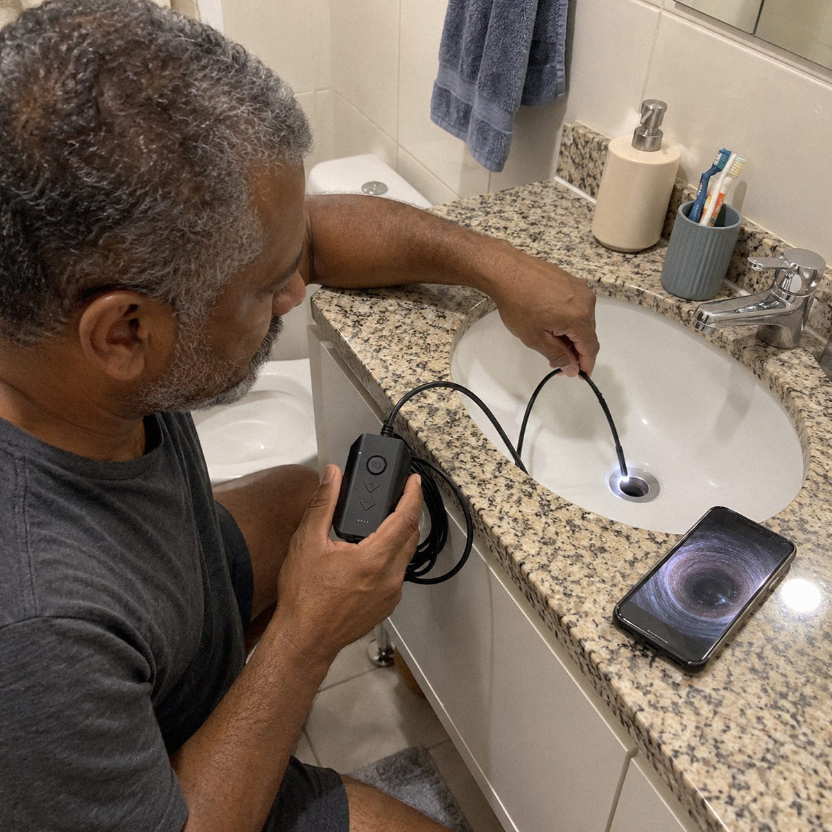 Sonda · Câmera de inspeção Wi-Fi (em uso)