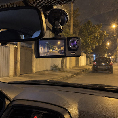 Flagra · Câmera veicular dupla, frente e interna (no dia a dia)