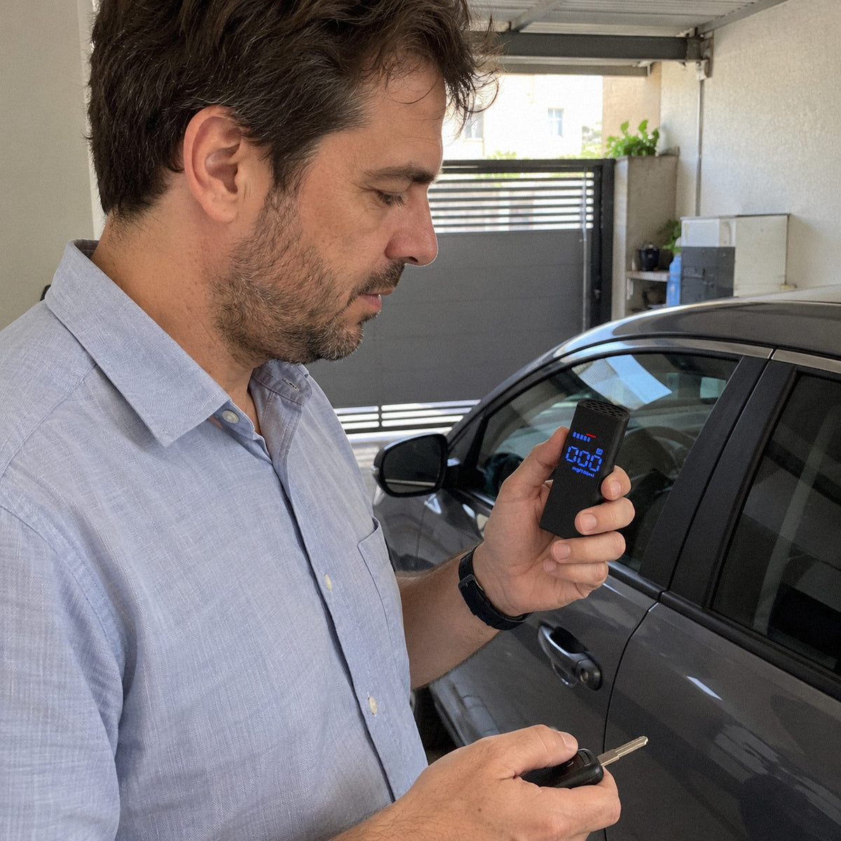 Sopro · Bafômetro digital portátil (em uso)